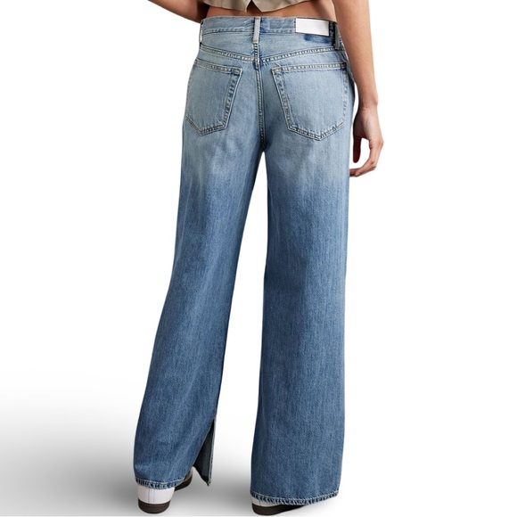 New Re/Done Low Rider Loose in Vintage Flow. Wide leg split seam low rise jean - Picture 6 of 16
